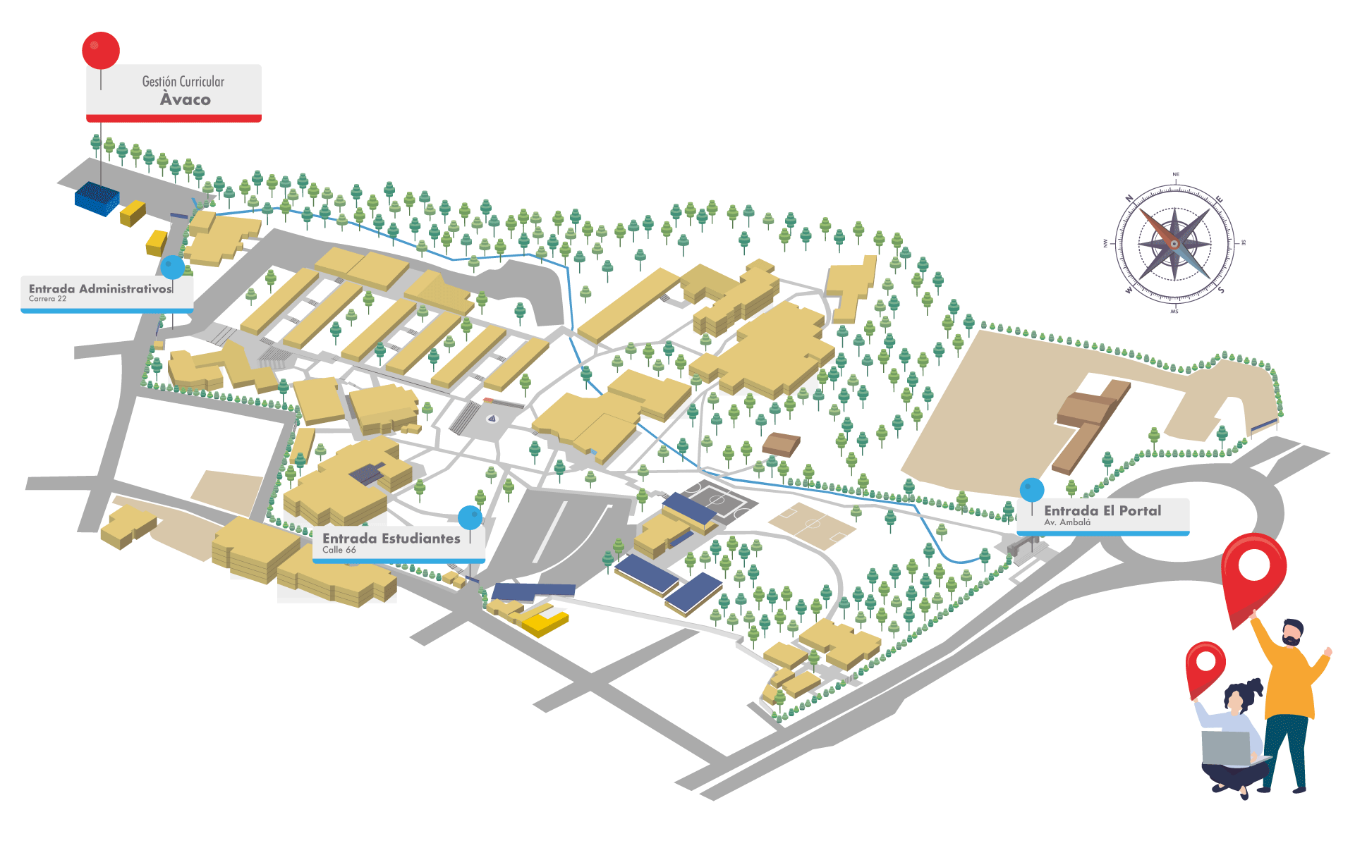 Imagen de mapa de la Universidad de Ibagué para localización de la dependencia Gestión Curricular Ávaco 